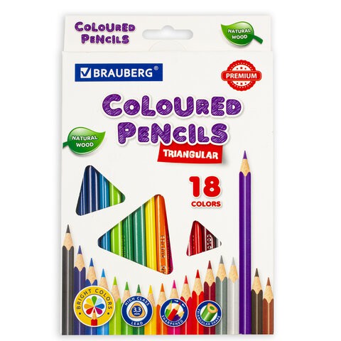 Карандаши цветные трехгранные 18 цветов 3,3 мм 181652 цена за 4 шт , 